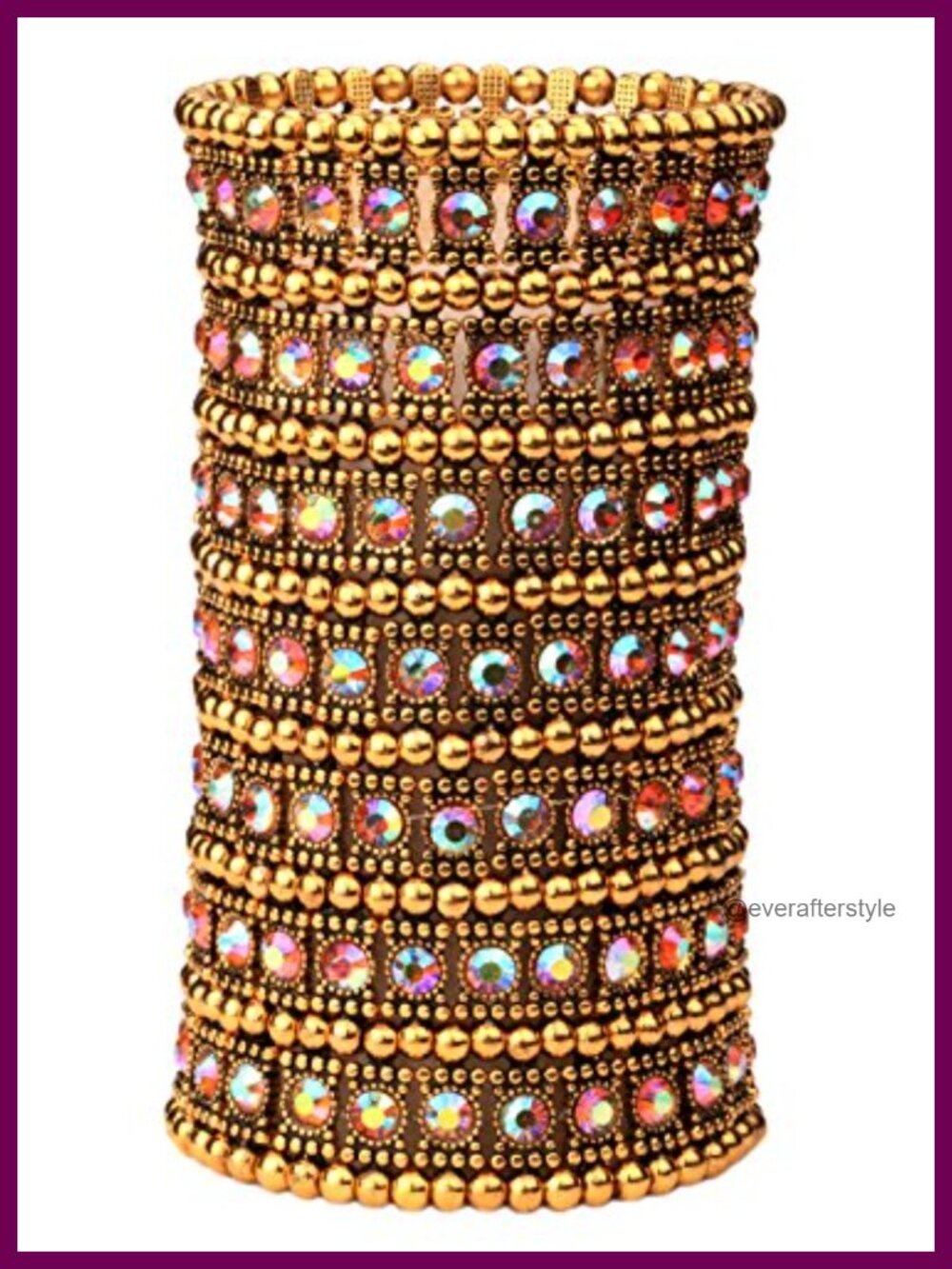 Wide Stretch Cuff Bracelet Gold Plated Multilayer Elastic Fit